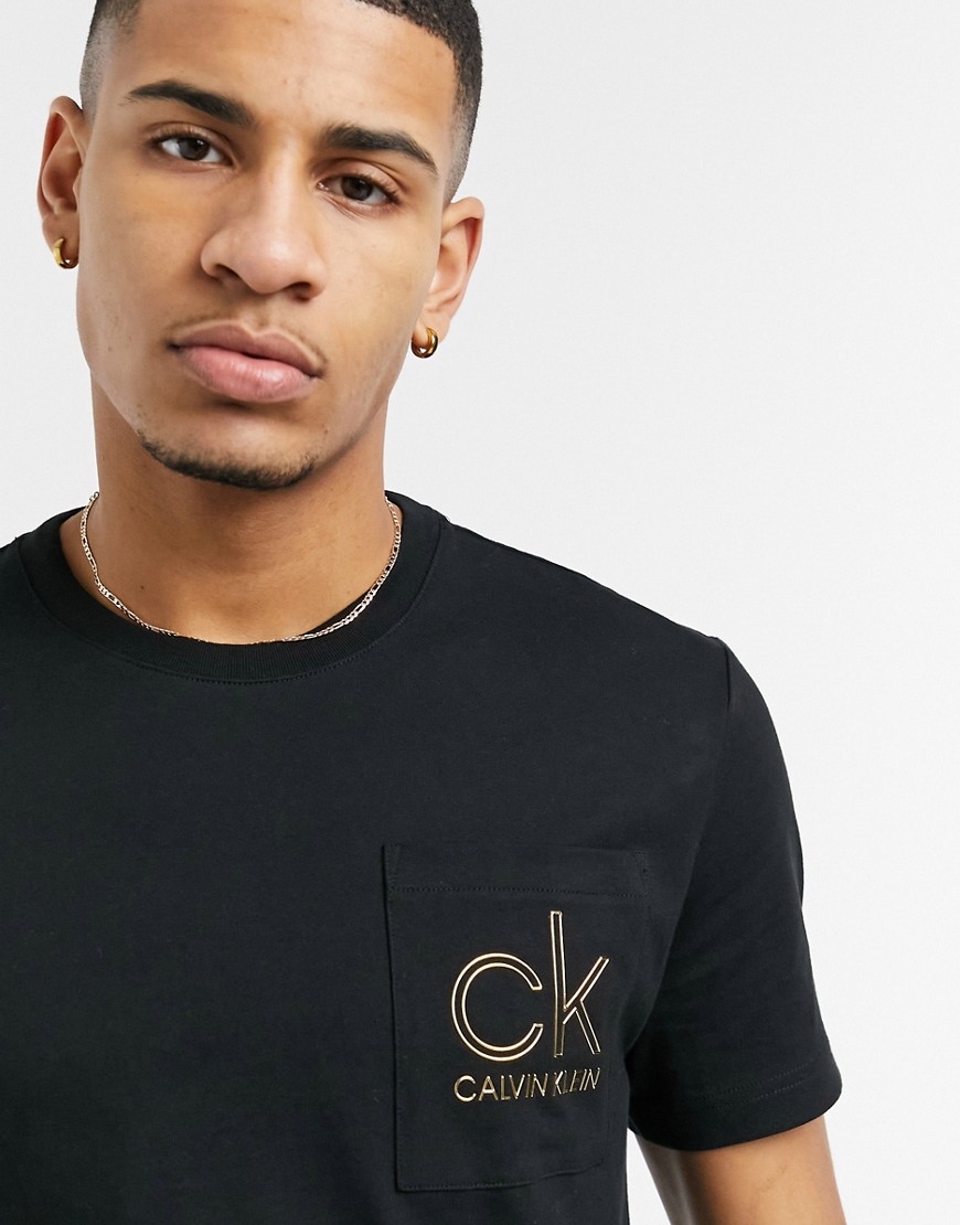 Calvin Klein gold capsule outline logo t-shirt in black