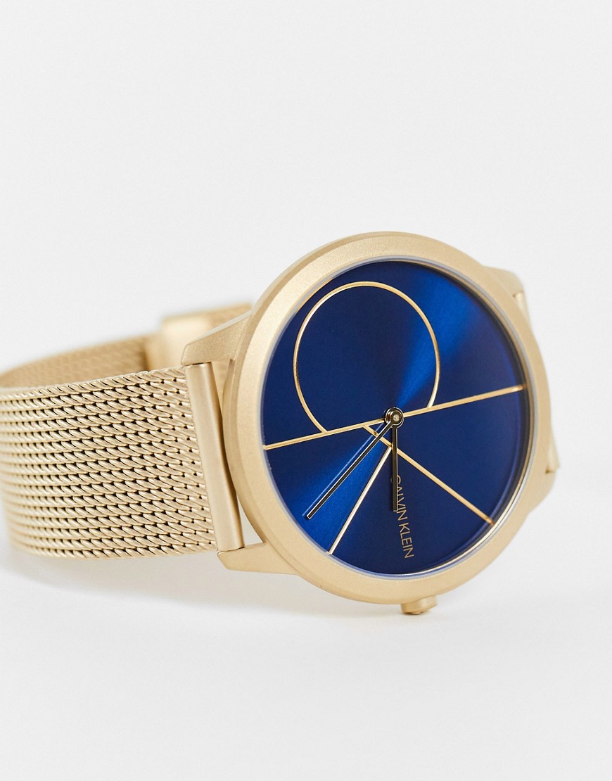 Calvin Klein gold strap watch with blue dial