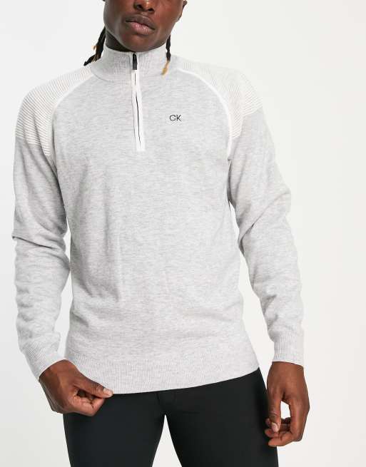 Calvin Klein Golf 1 4 zip lined sweatshirt with rib detail in