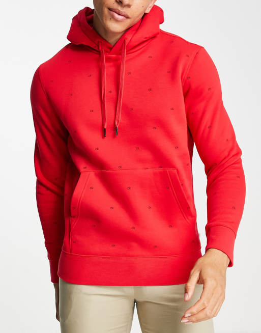 Calvin Klein Golf – AOP – Kapuzenpullover in Rot mit durchgehendem Monogrammprint, exklusiv bei ASOS