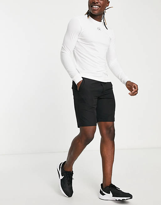 Calvin Klein Golf baselayer long sleeve top with central logo in white |  ASOS