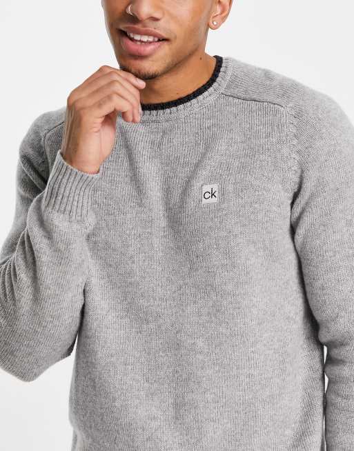 Calvin Klein Golf chunky crew neck jumper in grey ASOS