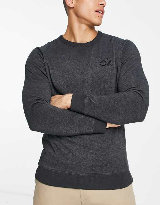 Calvin Klein– Golf Columbia – Sweatshirt mit Rundhalsausschnitt in Anthrazit meliert