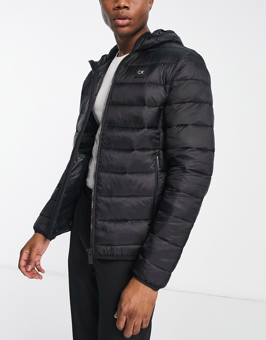 Calvin Klein Golf Conductor puffer hooded jacket in black