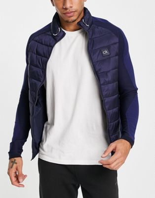 Calvin Klein Golf Dynamo padded jacket with knitted sleeve detail in navy