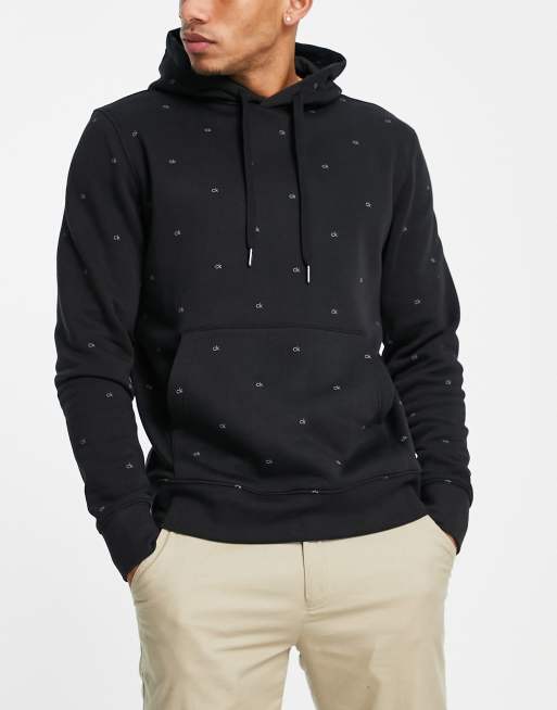 Calvin Klein Golf - Felpa con cappuccio nera con logo ripetuto