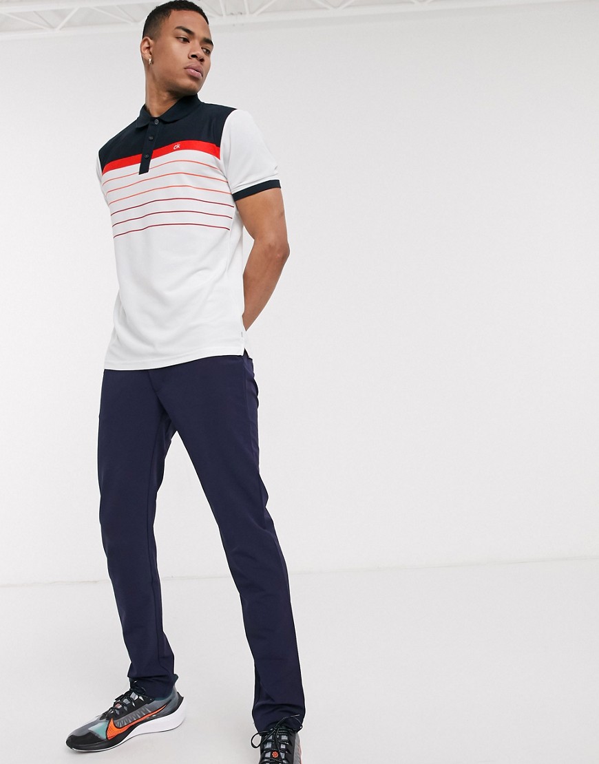 Calvin Klein Golf Flint polo shirt in white with red stripes