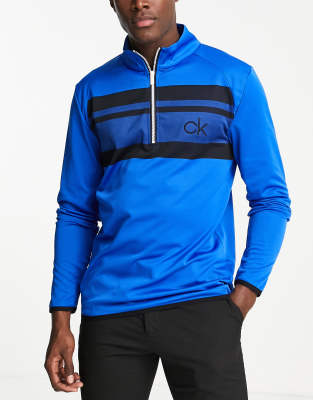 Calvin Klein Golf half zip sweat top in blue