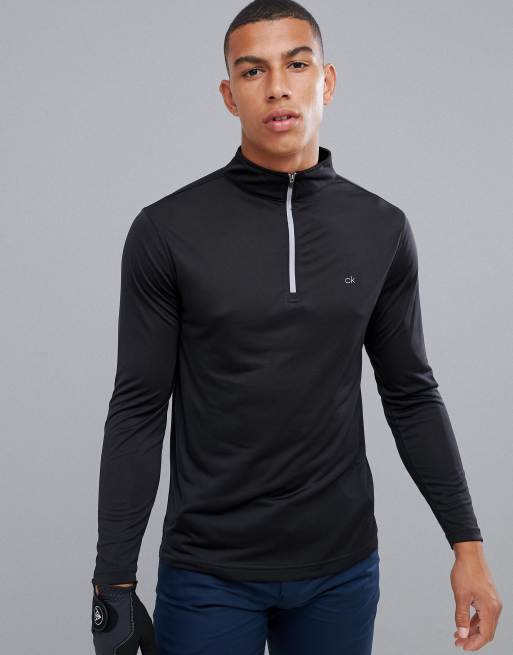 Calvin Klein Golf Harlem Tech Half Zip Sweatshirt In Black