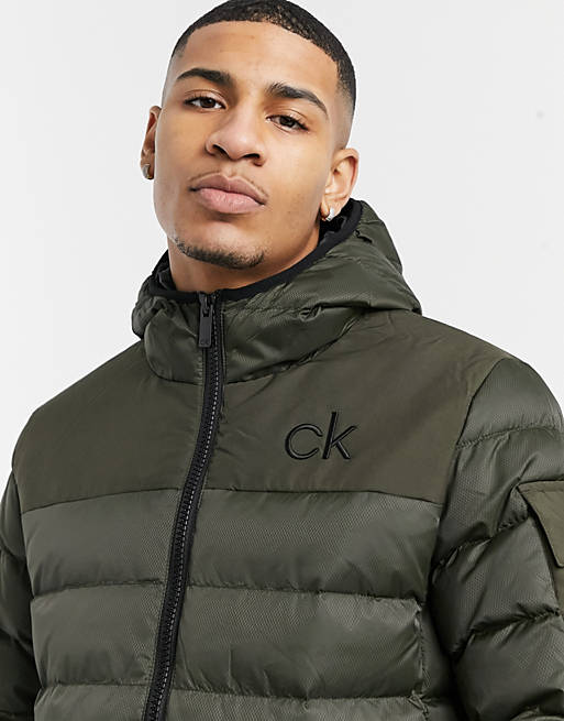 Calvin Klein Golf Lassen padded jacket in khaki | ASOS