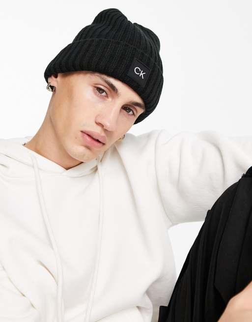 Black calvin klein beanie sale