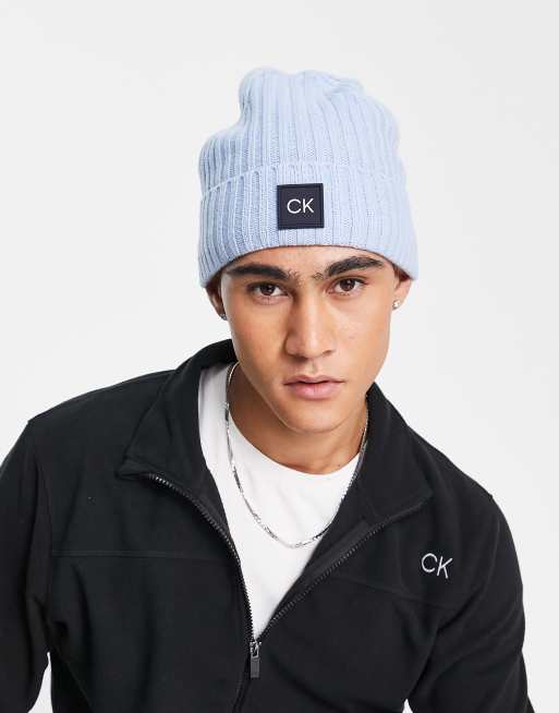 Calvin Klein Golf Losar knitted beanie in light blue