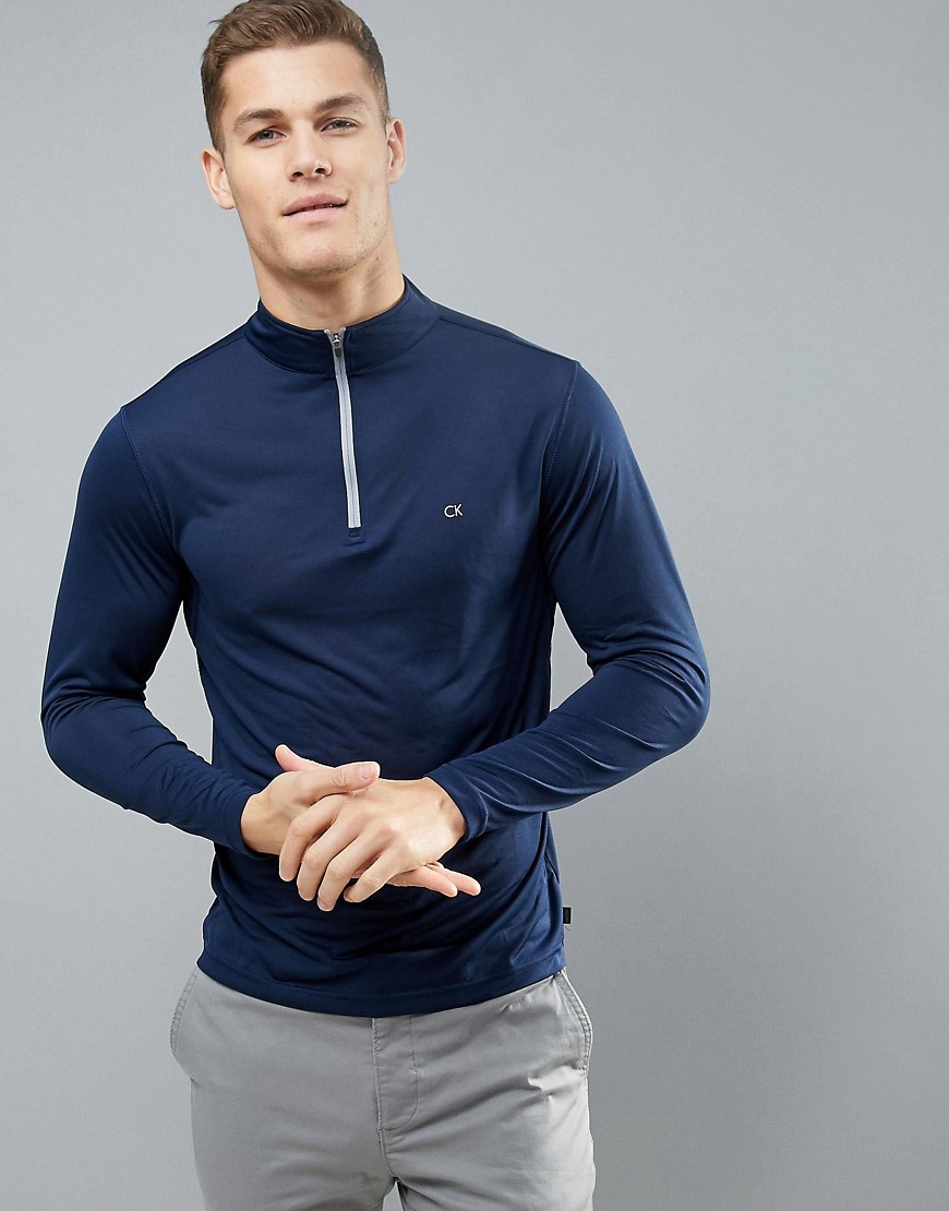 Calvin Klein Golf - Maglia tecnica con mezza zip blu navy
