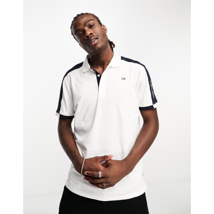 Calvin Klein Golf Gents Miles Polo Shirt White - Navy