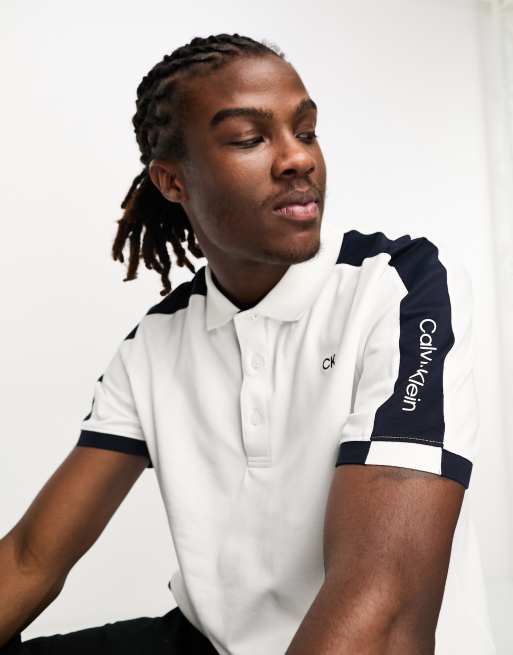 Calvin Klein Golf Gents Miles Polo Shirt White - Navy