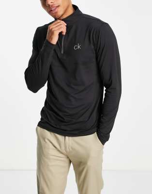 Calvin Klein Golf Calvin Klein Golf Newport 1/4 zip long sleeve top in black