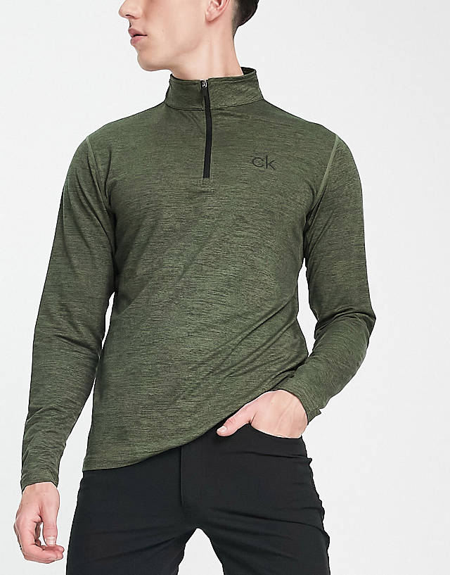Calvin Klein Golf - newport 1/4 zip long sleeve top in green