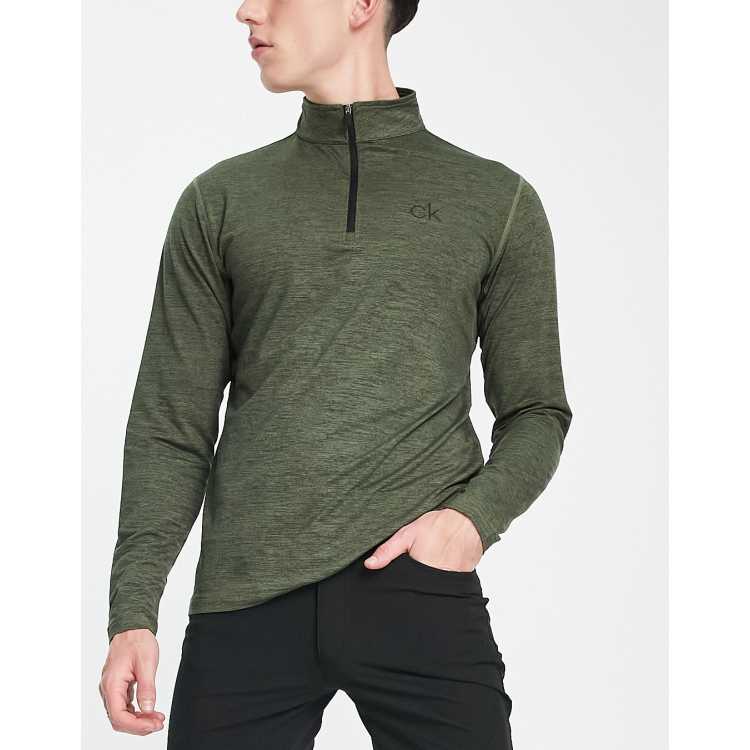 Calvin Klein Golf Newport 1/4 zip long sleeve top in green | ASOS