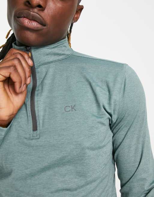 Calvin Klein Golf Newport 1/4 zip sweat in sage green marl, 4 of 4