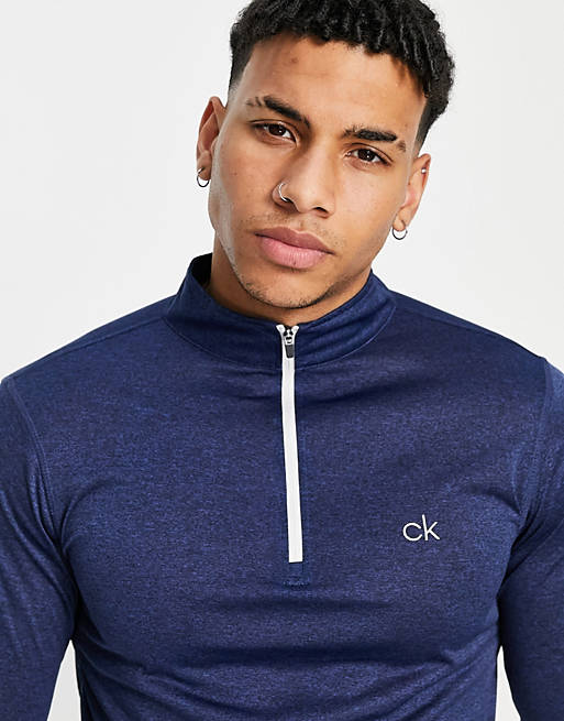 Mens Clothing Sweaters and knitwear Zipped sweaters Calvin Klein Golf Newport Half Zip in Navy Marl Blue Save 15% for Men 