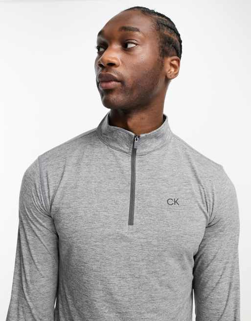 Calvin Klein Golf – Newport – Szary top z długim rękawem i suwakiem pod szyją