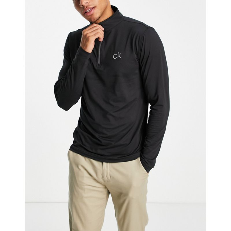 Activewear Uomo Calvin Klein Golf - Newport - Top a maniche lunghe nero con zip corta