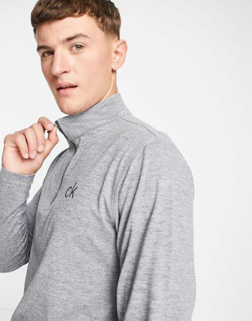 Calvin Klein Golf - Newport - Top met 1/4e ritsje en lange mouwen in grijs