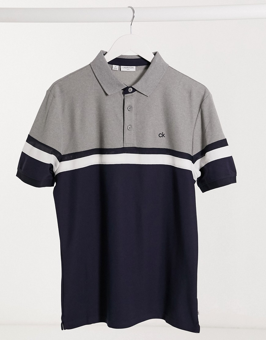 Calvin Klein Golf Pendant polo in navy & grey marl-Multi