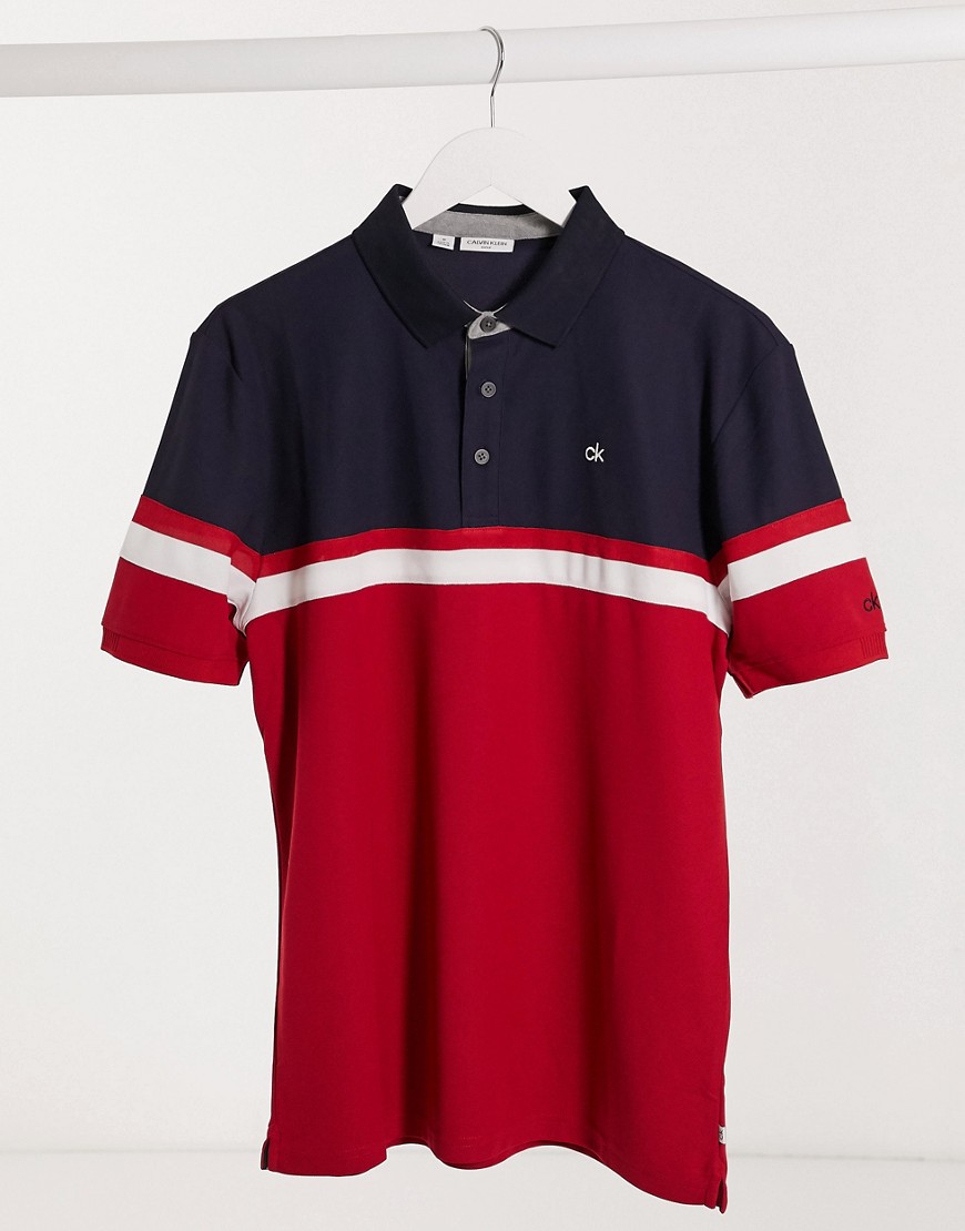 Calvin Klein Golf Pendant polo in red & navy-Multi