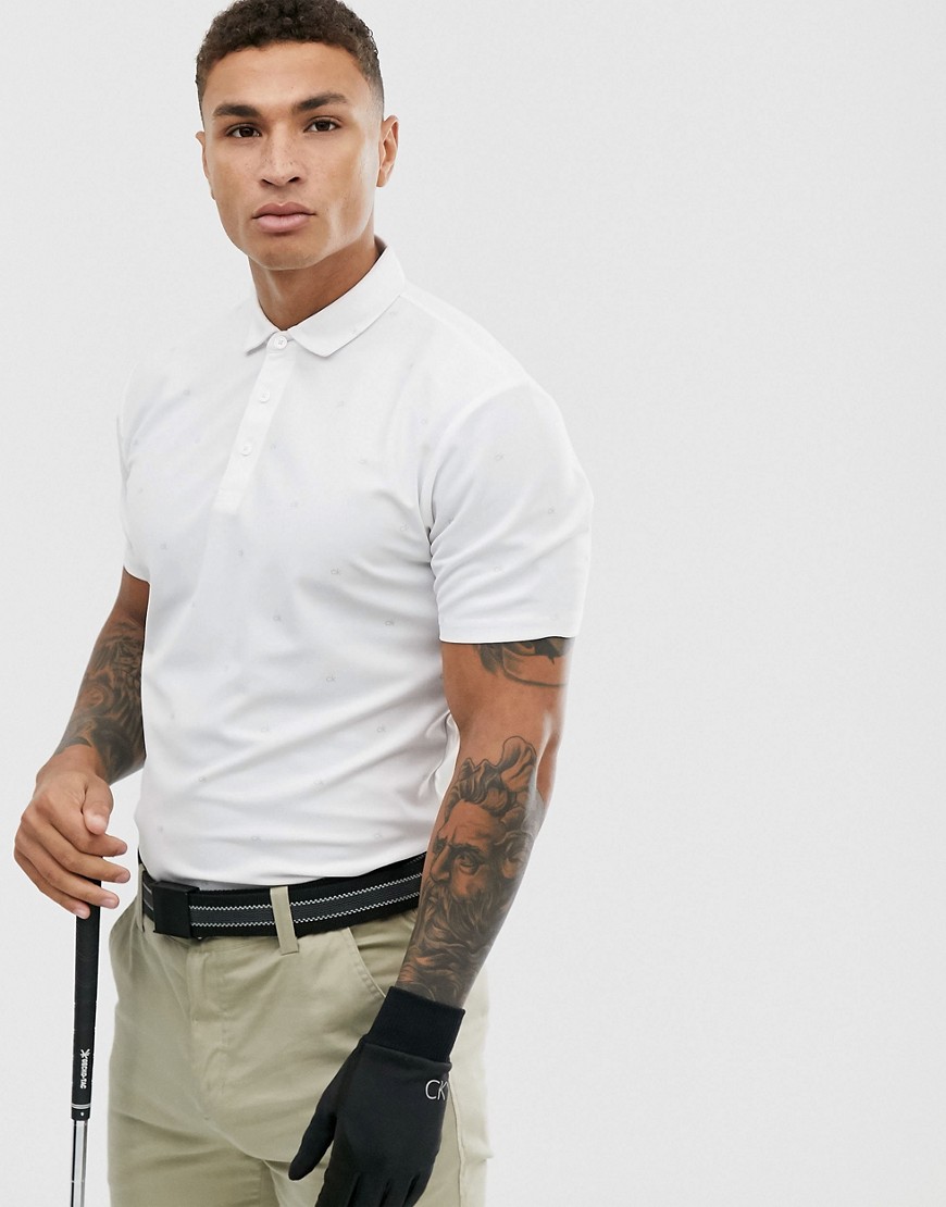Calvin Klein Golf - Polo bianca con logo a monogramma-Bianco