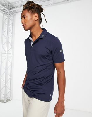 Calvin Klein Golf polo shirt in navy and citrus