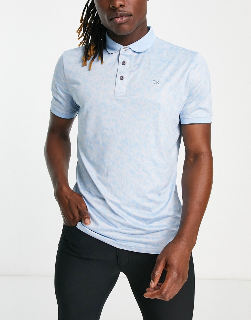 Calvin Klein Golf polo shirt with blue marble print | £ | Grazia