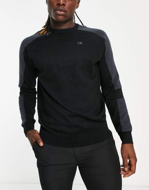 Calvin Klein Golf – Svart sweatshirt med ribbade detaljer