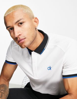Calvin Klein Golf tipped polo shirt in white