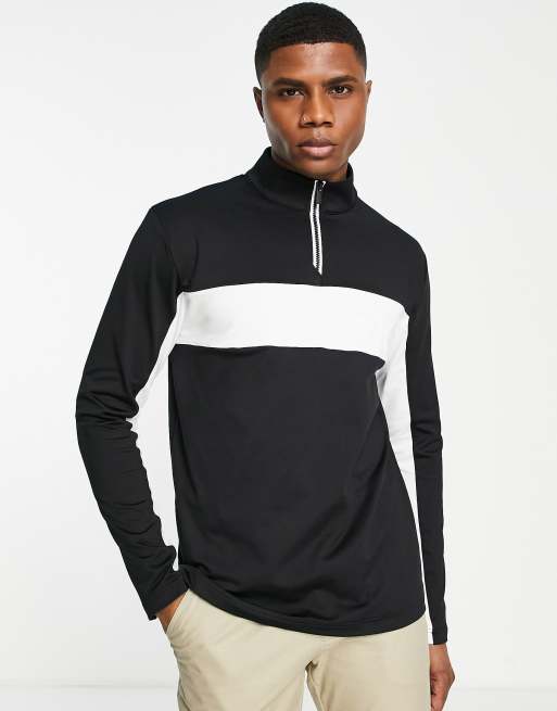 Calvin Klein Golf - Top con cerniera lampo e scritta in rilievo, colore nero