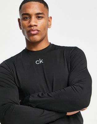 Homme Calvin Klein Golf - Top manches longues à logo - Noir