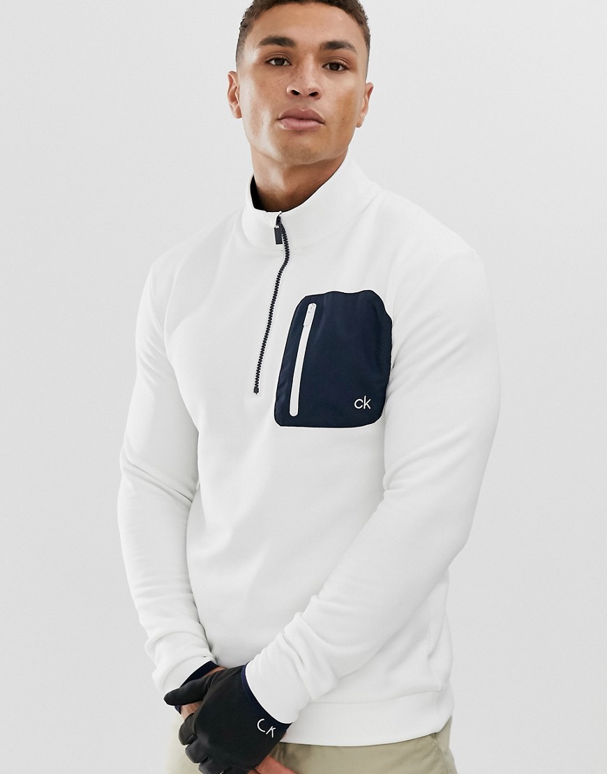 Calvin Klein Golf - voyage - hvid sweatshirt med halv lynlås