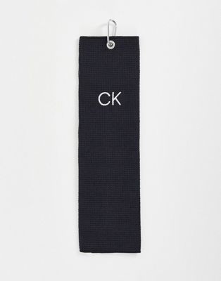 Calvin Klein Golf waffle towel in black