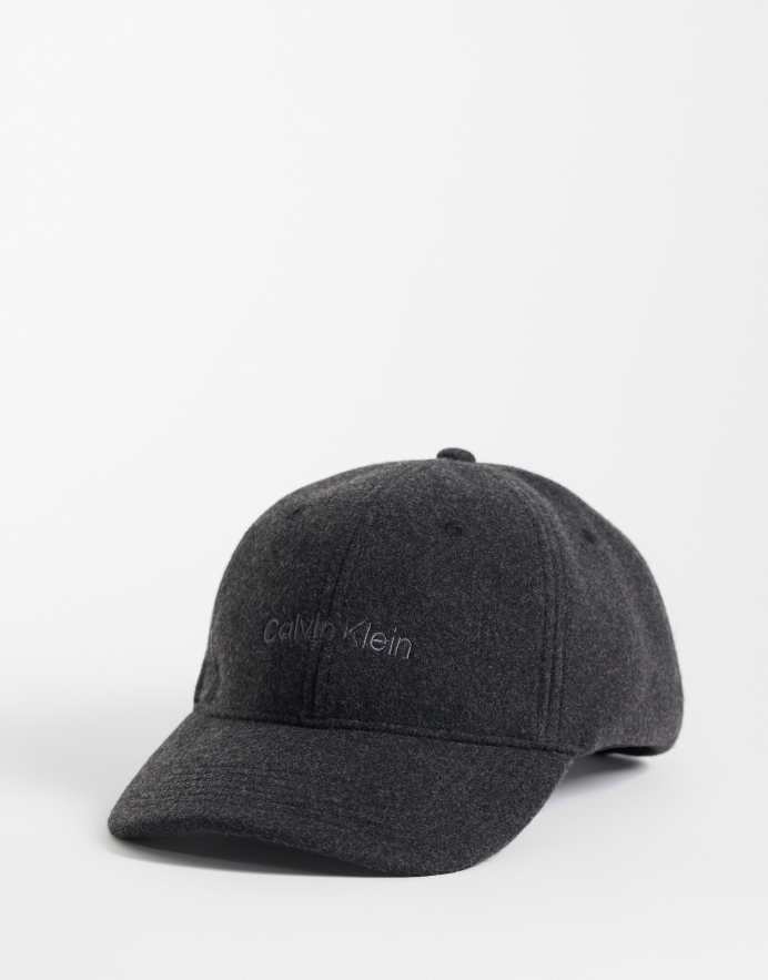 Calvin Klein gorra de fieltro con logo bordado en gris carbón