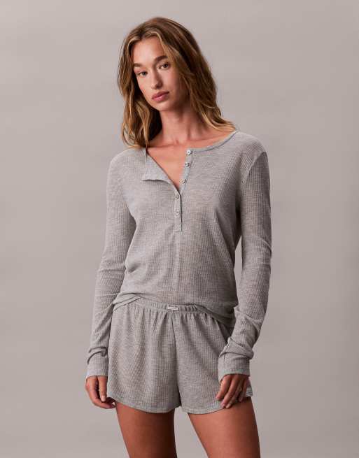 Calvin Klein - Grå pyjamasshorts med vaffeltekstur, 4 af 4