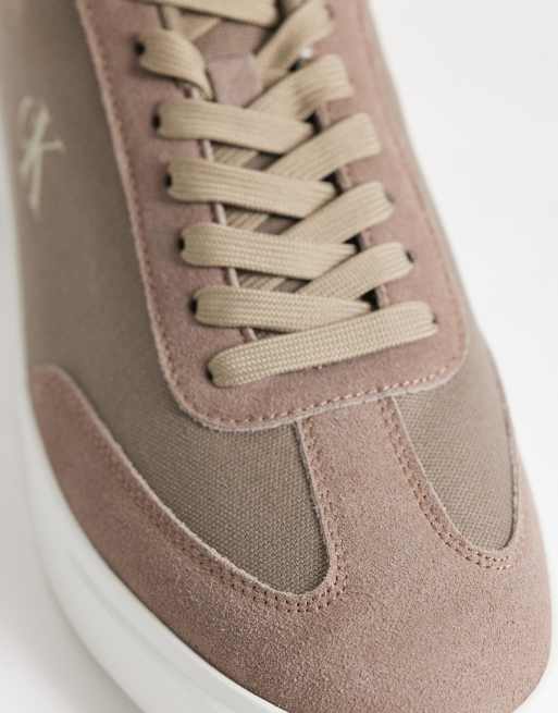 Calvin Klein - Gråbrune lave sneakers med skålformet sål, 4 af 5