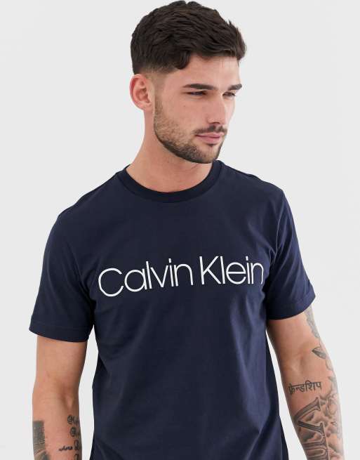 Calvin Klein – Granatowy t-shirt z logo, 3 z 4