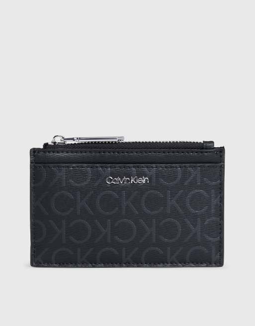 Calvin Klein - Grand porte-cartes à logo - Noir à monogramme