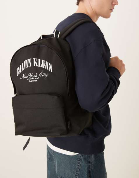 Calvin Klein graphic backpack in black - view 1