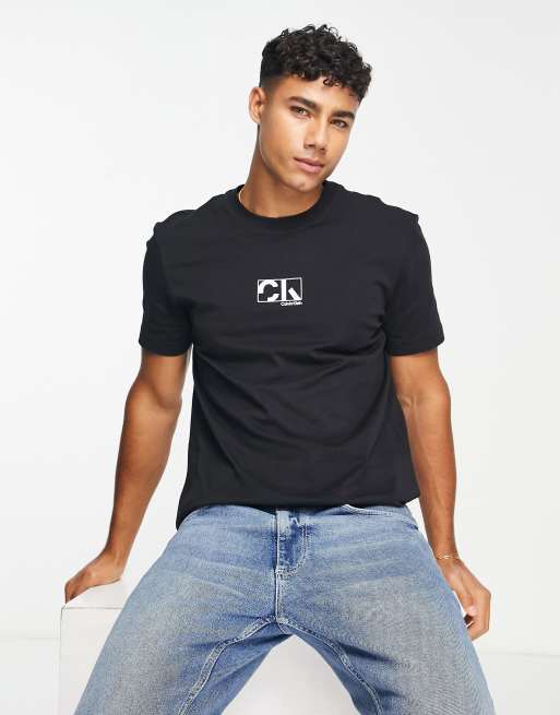 Calvin Klein graphic box logo T-shirt in black