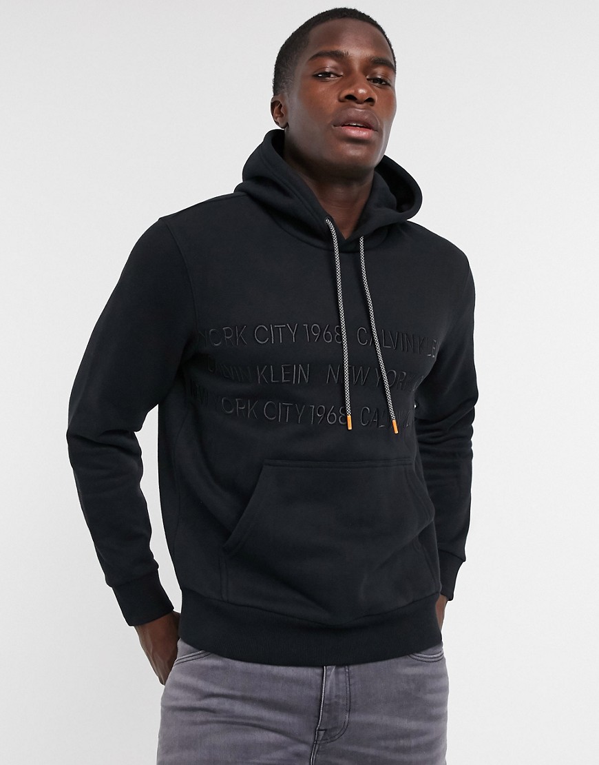 Calvin Klein graphic logo embroidery hoodie in black