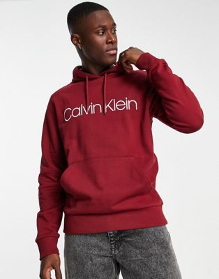 Calvin Klein graphic logo hoodie in dark red