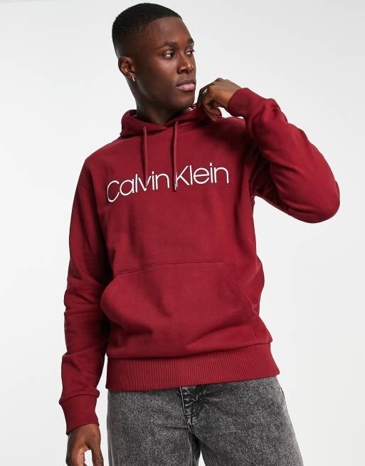 musicus Massage datum Calvin Klein graphic logo hoodie in dark red | ASOS