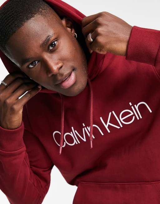 musicus Massage datum Calvin Klein graphic logo hoodie in dark red | ASOS