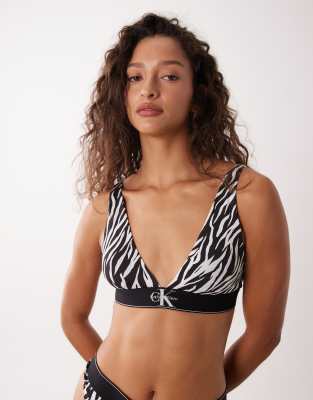 Calvin Klein Graphic Logo Lightly Lined Triangle Bra In Multi